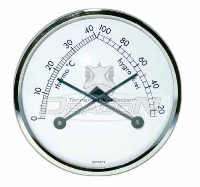 Thermo- und Hygrometer analog weiß, rund Ø70mm mit Silberrin